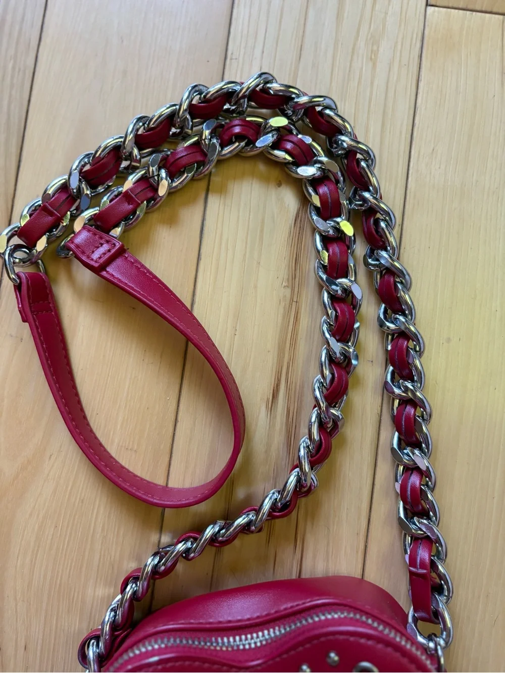 Steve Madden Red Heart Crossbody Bag with Grommet Detail
